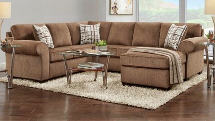 Silverton Coffee Sectional with Soft Chenille fabric