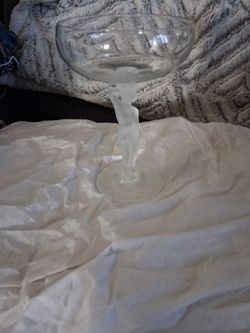 Champagne Coupe Glass with Frosted Figural Stem