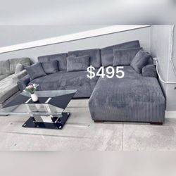 Gray Corduroy sectional sofa