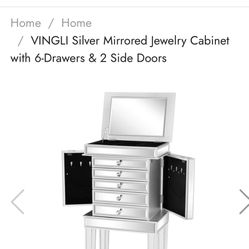 New In Box Jewelry Mirrored Box With Stand