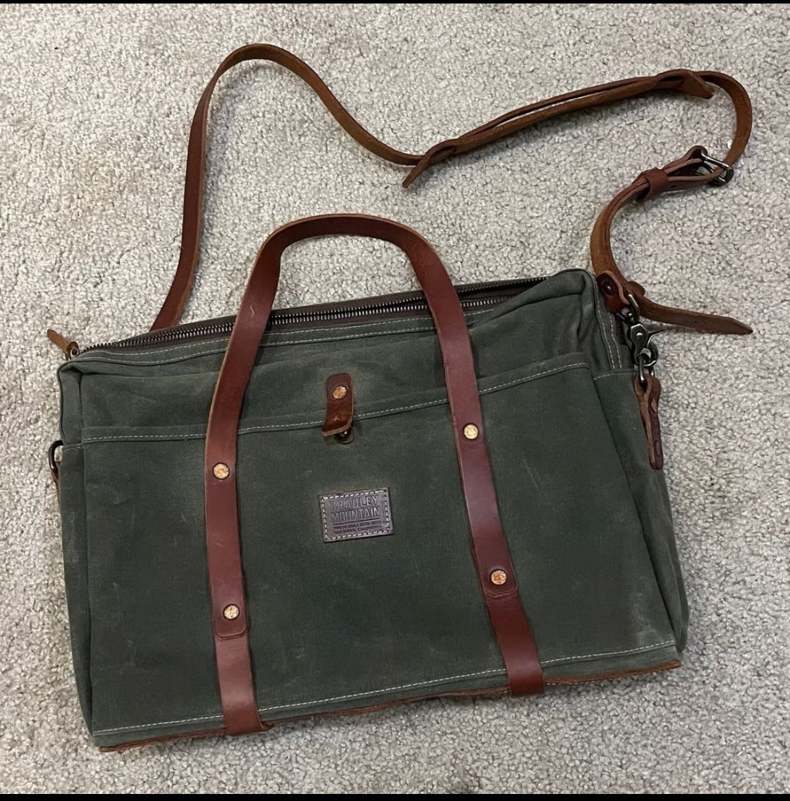 Waxed Canvas Bradley Mountain Courier Briefcase New Bradley