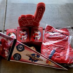 Angels Baseball Memorabilia Bobbleheads, Rally Monkey, Backpack, Foam Finger And World Series Pennant 