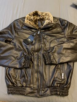 Leather and Fur jacket Men size Medium EMPORIO & CO Brand New. NEGOTIABLE.