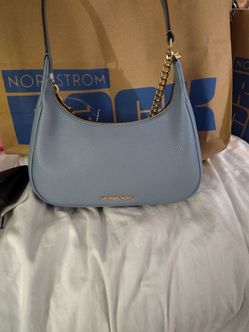 Michael Kors Light Blue Pebbled Leather Shoulder Bag