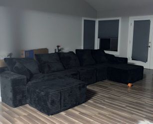 Black ribbed boneless couch