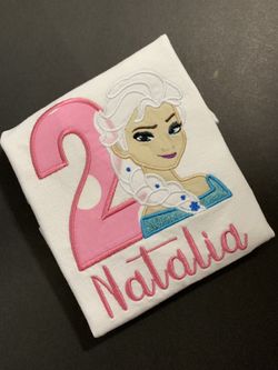 Frozen Elsa Customized Embroidered Birthday Shirt
