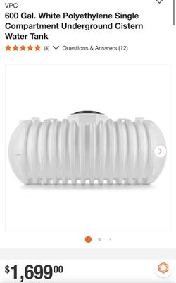 600 Gal. White Polyethylene Single Compartment Underground Cistern Water Tank