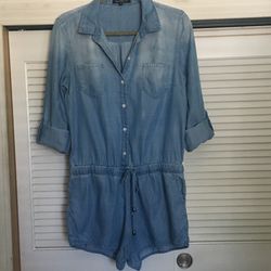 Denim Romper - Shorts