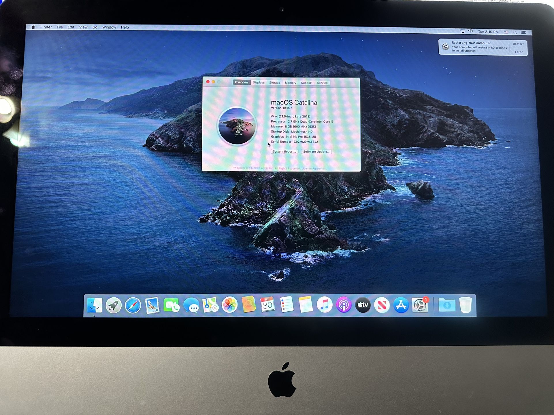 Late 2013 iMac 21.5 1 TB HDD 8 GB RAM 2.7 GHz Quad-Core Intel Core 15
