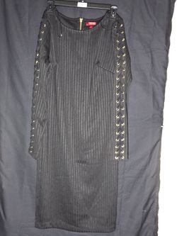 Jennifer Lopez Midnight Romance Black Ribbed Lace Up Sleeve Dress Size 6