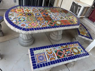 Cement ceramic table