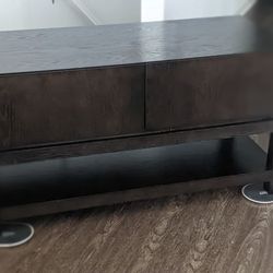 Tv Media Console Dark Brown Black Wood 46"