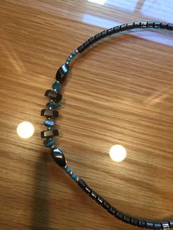 Hematite and turquoise necklace. New
