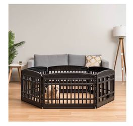 IRIS Black 6-Panel Dog Playpen Pet Enclosure- Foldable!