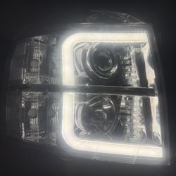 07-13 Chevy Silverado Chrome Clear Dual LED Strip Headlights