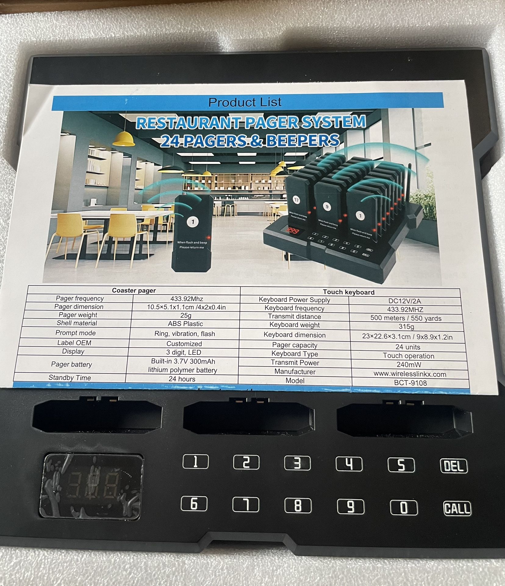 AGJ Restaurant Pager Wireless Calling System - 24 Beepers