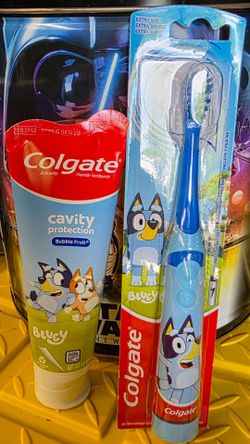 Colgate Kids Battery Toothbrush, Bluey Toothbrush & Toothpaste