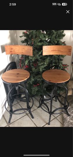 New Solid Wood Rod Iron Bar Stool Chair Set
