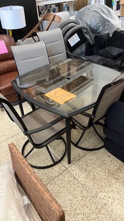 Outdoor Patio Dining Set with Glass Table