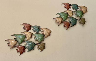 Set of 2 Metal Tropical Fish Wall Art – 20” × 26” Each – $25