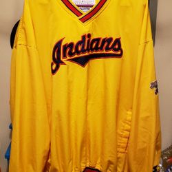 MLB Cleveland Indians ***RARE*** Stitched Yellow Pullover Jacket Brand Starter Size XL X-Large