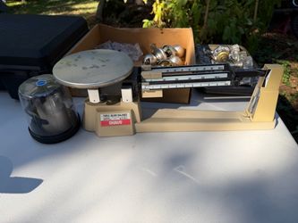 Ohaus beam scale with weights