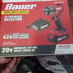 Bauer 20V Brushless 1/4" HEX Impact Driver Kit