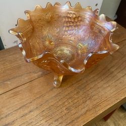 Antique Large Carnival Glass Centerpiece Bowl 