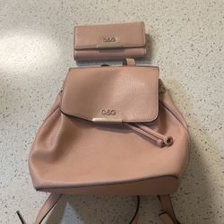 Pink Guess Backpack With Wallet 