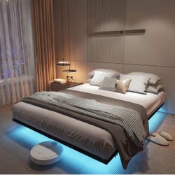 KING 9” FLOATING BED FRAME WITH LED LIGHTS/CHARGING STATION/USB📣MATTRESS NOT INCLUDED 📣👇CROSSROADS 👇