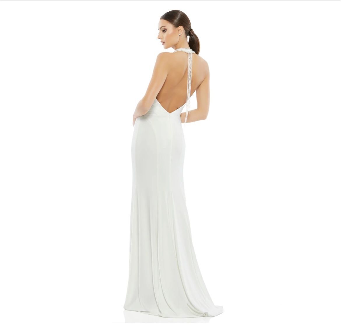 Mac Dugal Beaded Halter Jersey Gown