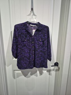 Emily Daniels Purple Floral Button-Up Blouse