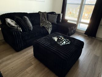 Black Sectional Sofa Set w/ Ottoman — $2,000 (Full Set) 