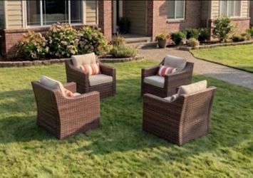 Outdoor Wicker Patio Chair Set of 4 patio furniture patio chairs