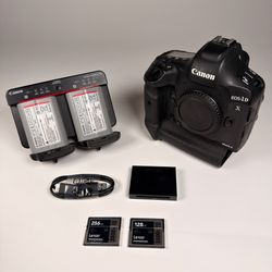 Canon EOS-1D X Mark II Body Bundle - 2 Batteries, Charger, 256GB & 128GB CFast 2.0 Cards, Card Reader - ~96k Shutter Count