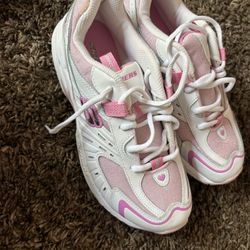 Pink N white Skechers 