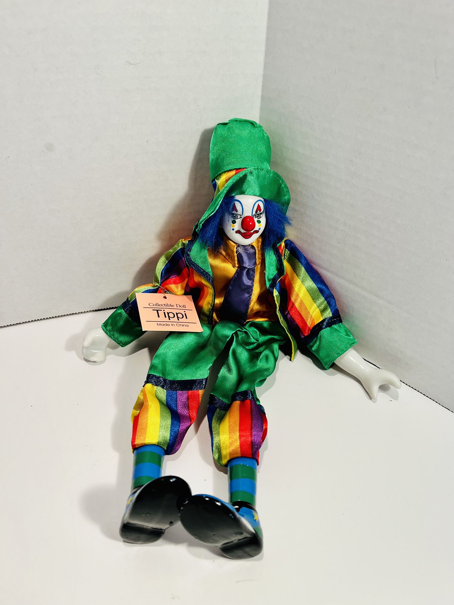 Vintage Show Stoppers Collectible PORCELAIN Tippi CLOWN 13" DOLL Hand Painted