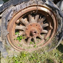 Old.   Iron And  Wood  Wheel
