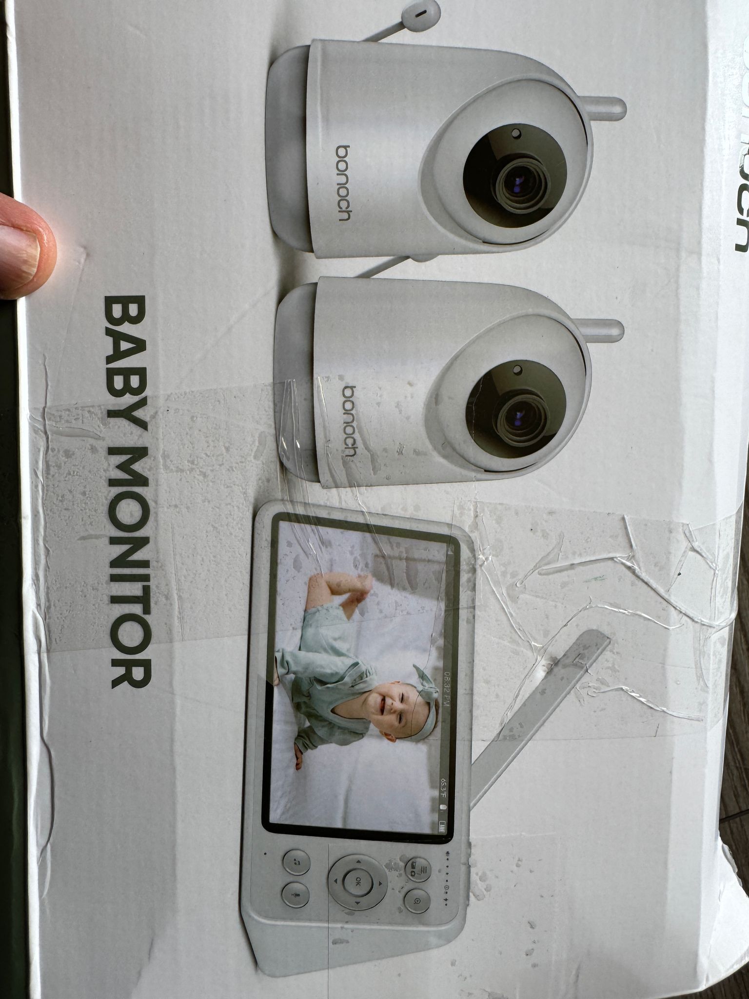 BONOCH 5.5" 1080P Video Baby Monitor with 2 Cameras, Wireless, Motion Sensor, and Local Storage, White