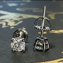Lab-Diamond-Moissanite Stud Earrings-925 Silver