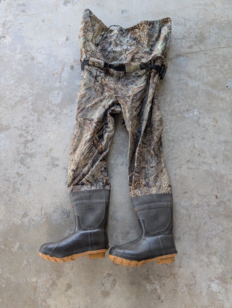 Cabela's Dry-Plus Mossy Oak Duck Blind Camo Fishing Waders 13 S