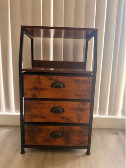 Nightstand with 3 Drawers and 2-Tier Shelf