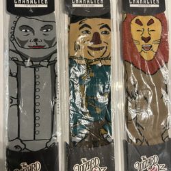 The Wizard Of Oz Character Collection Socks Tin Man Scarecrow Lion NEW!! 