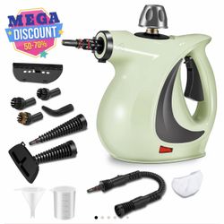 NEW Pressurized Handheld Steam Cleaner, Spurgehom Multi-surface Natural Steam Cleaner with 11pcs Accessories Multipurpose Steamer for Cleaning Floor,