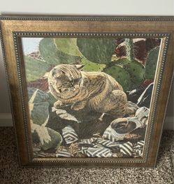Vintage art artwork cat animal framed print picture