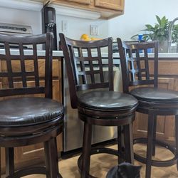 Cherry Wood Colored Stools 3 Count