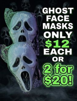 Ghost face Halloween costume mask cosplay $12 each or 2 for $20 brand new multiple available