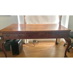 Beautiful Antique Dual Desk Maple Color With 6 Drawers   