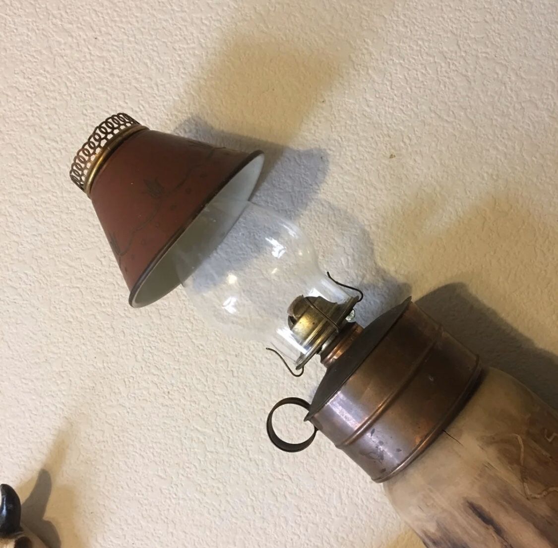 1940s Copper Oil Can Base Lamp W/shade