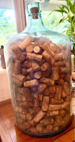 Antique 1930 5 Gallon Glass Water Jug Full of Wine Corks
